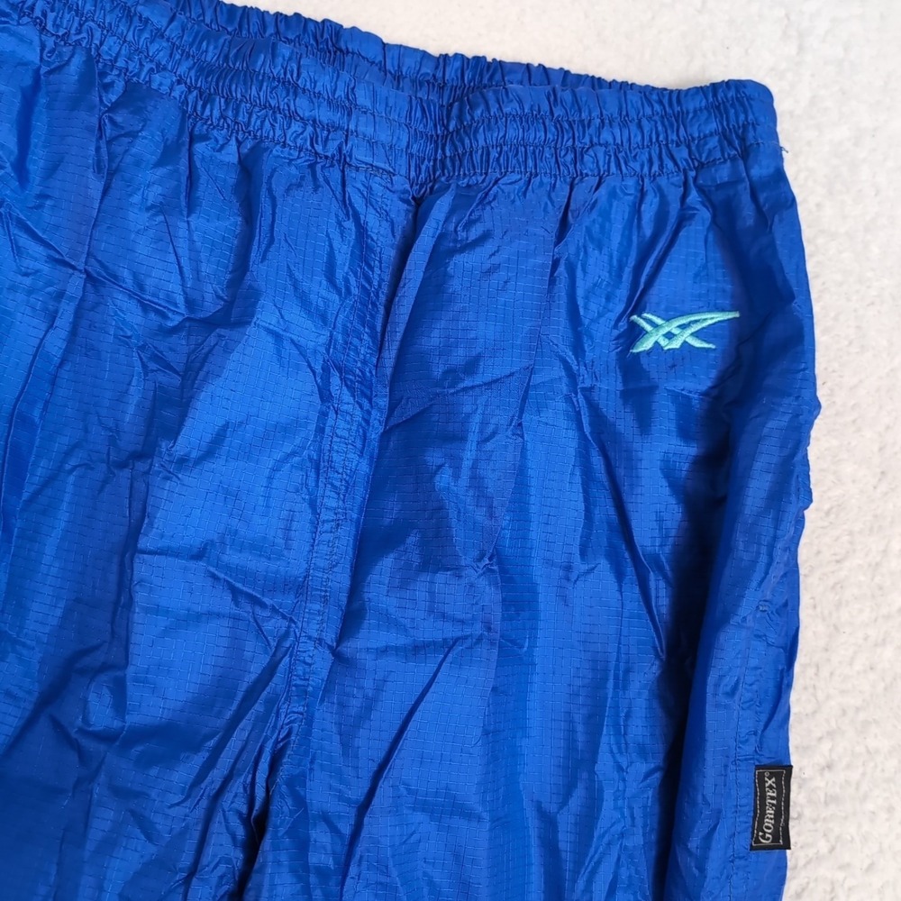 Asics MENS M 26x29" Nylon Gore Tex Track Pants Blus‎  Ankle Zip VINTAGE Y2K 90s